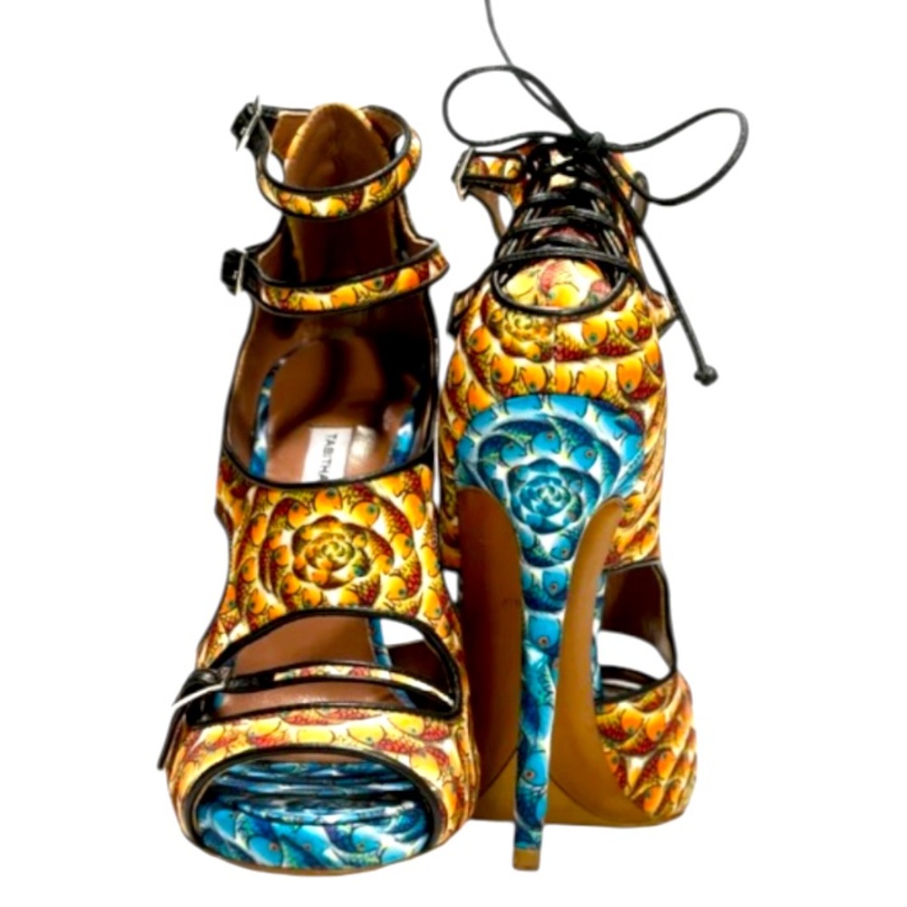 Tabitha Simmons Italian Made Brown and Blue High Heeled Sandals Size 39